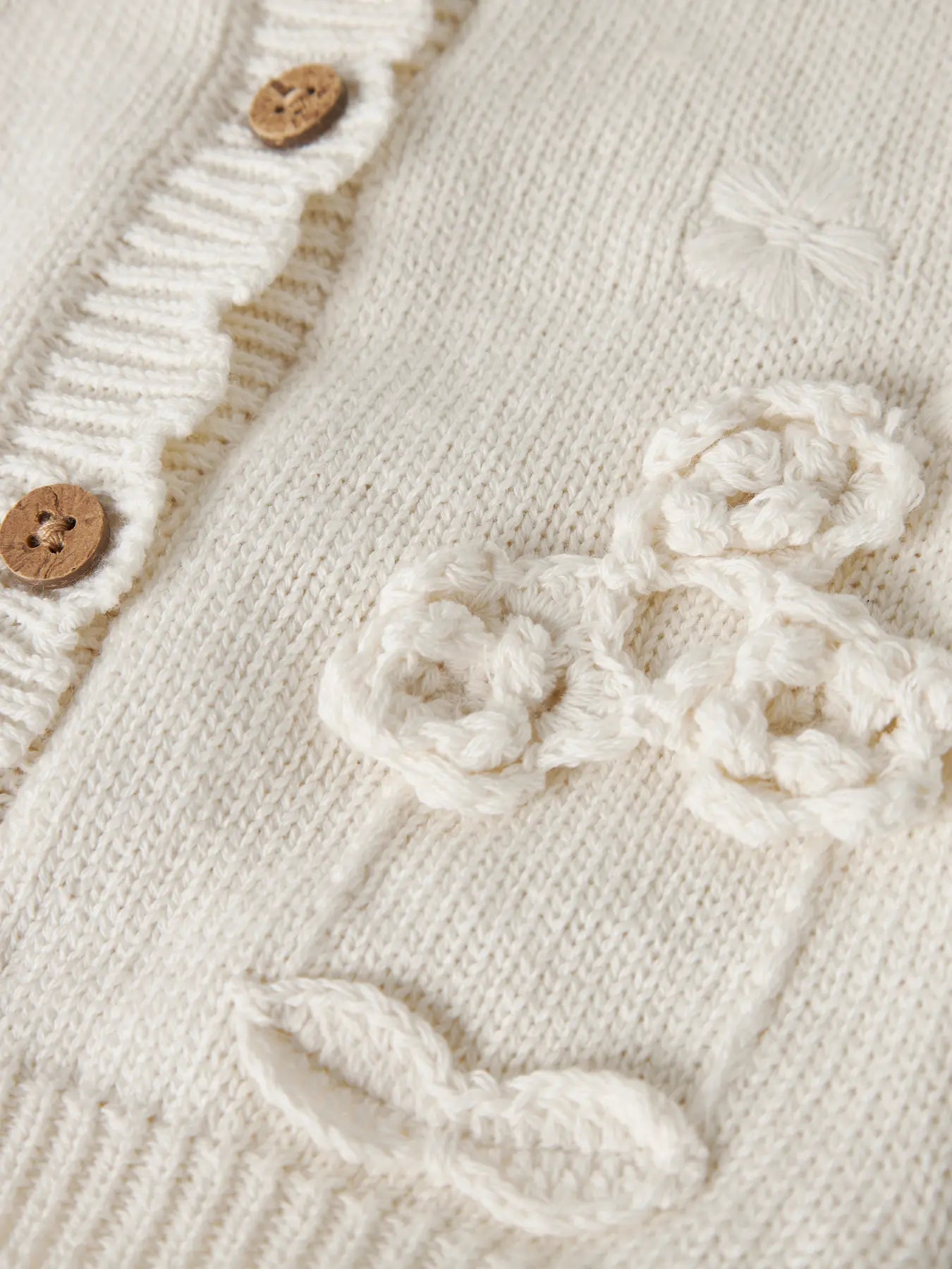 Lil'Atelier - knitted cardigan flower - coconut milk