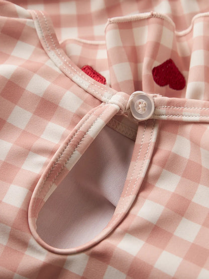 Lil'Atelier - swimsuit longsleeves square hearts - misty rose