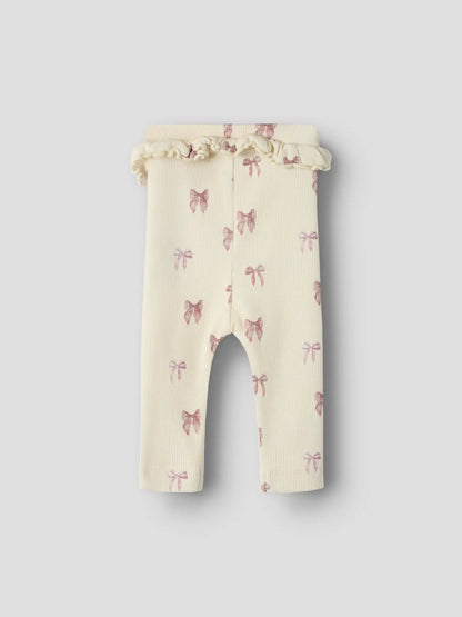 Lil'Atelier - slim fit legging bow - turtledove/pink