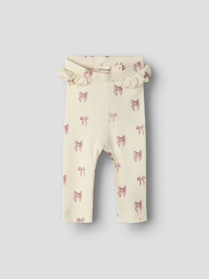 Lil'Atelier - slim fit legging bow - turtledove/pink