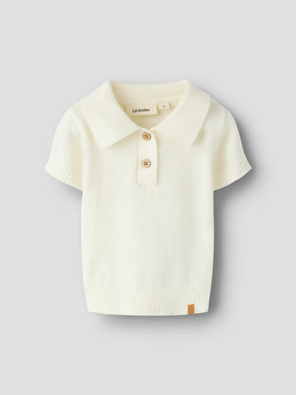 Lil'Atelier - knitted polo baby - coconut milk