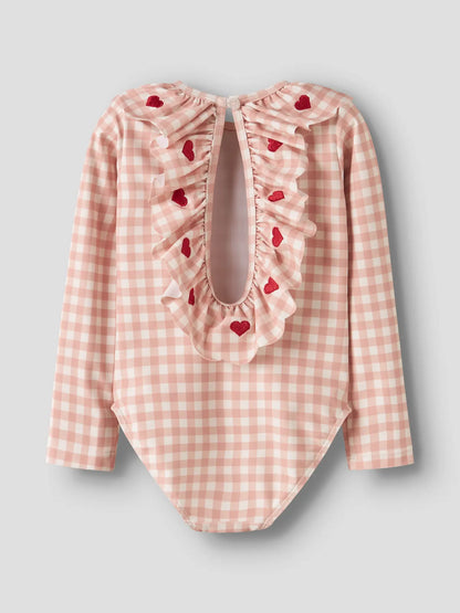 Lil'Atelier - swimsuit longsleeves square hearts - misty rose