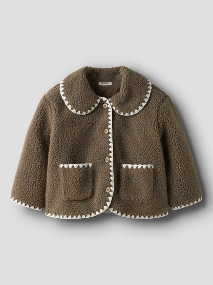 Lil'Atelier - loose fit teddy jacket - shitake brown