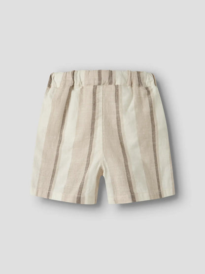Lil'Atelier - woven shorts - coconut milk stripe