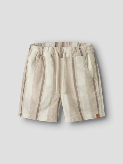 Lil'Atelier - woven shorts - coconut milk stripe