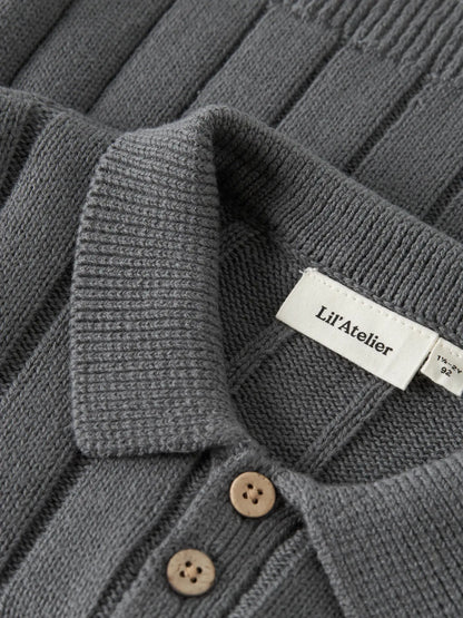 Lil'Atelier - knit polo Lomon - poppy seed grey