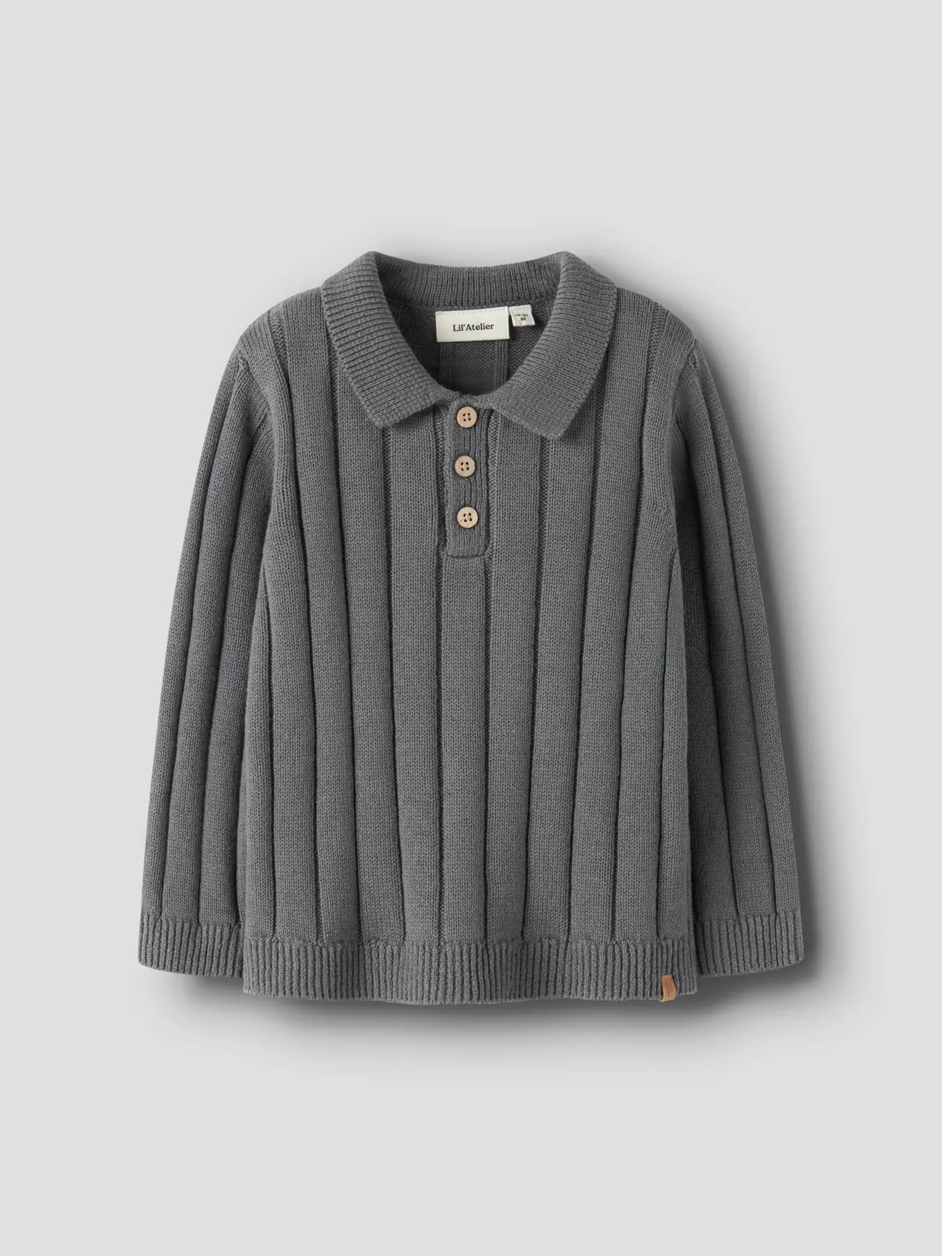 Lil'Atelier - knit polo Lomon - poppy seed grey