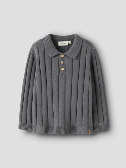 Lil'Atelier - knit polo Lomon - poppy seed grey