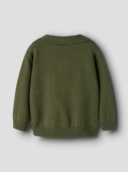 Lil'Atelier - knit polo sweater kid Olo - cypress green