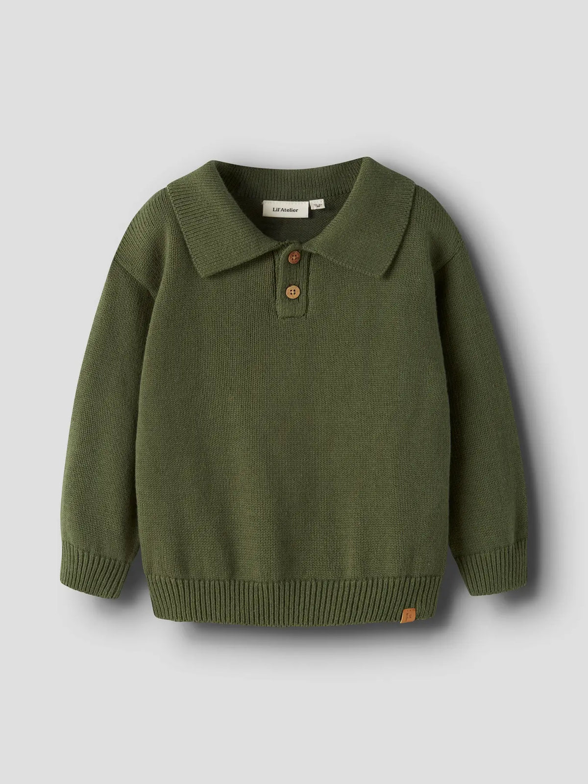 Lil'Atelier - knit polo sweater kid Olo - cypress green