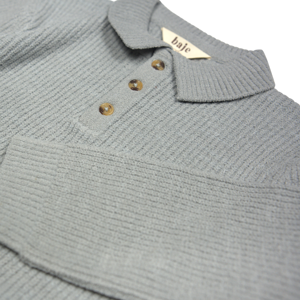 Knitted polo pullover Neas ~ greyish blue