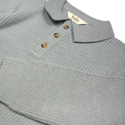 Knitted polo pullover Neas ~ greyish blue