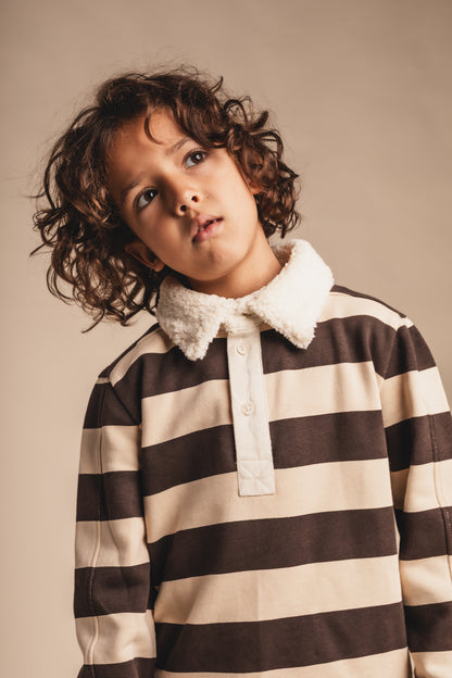 Baje Studio - polo sweater Nox - beige stripe
