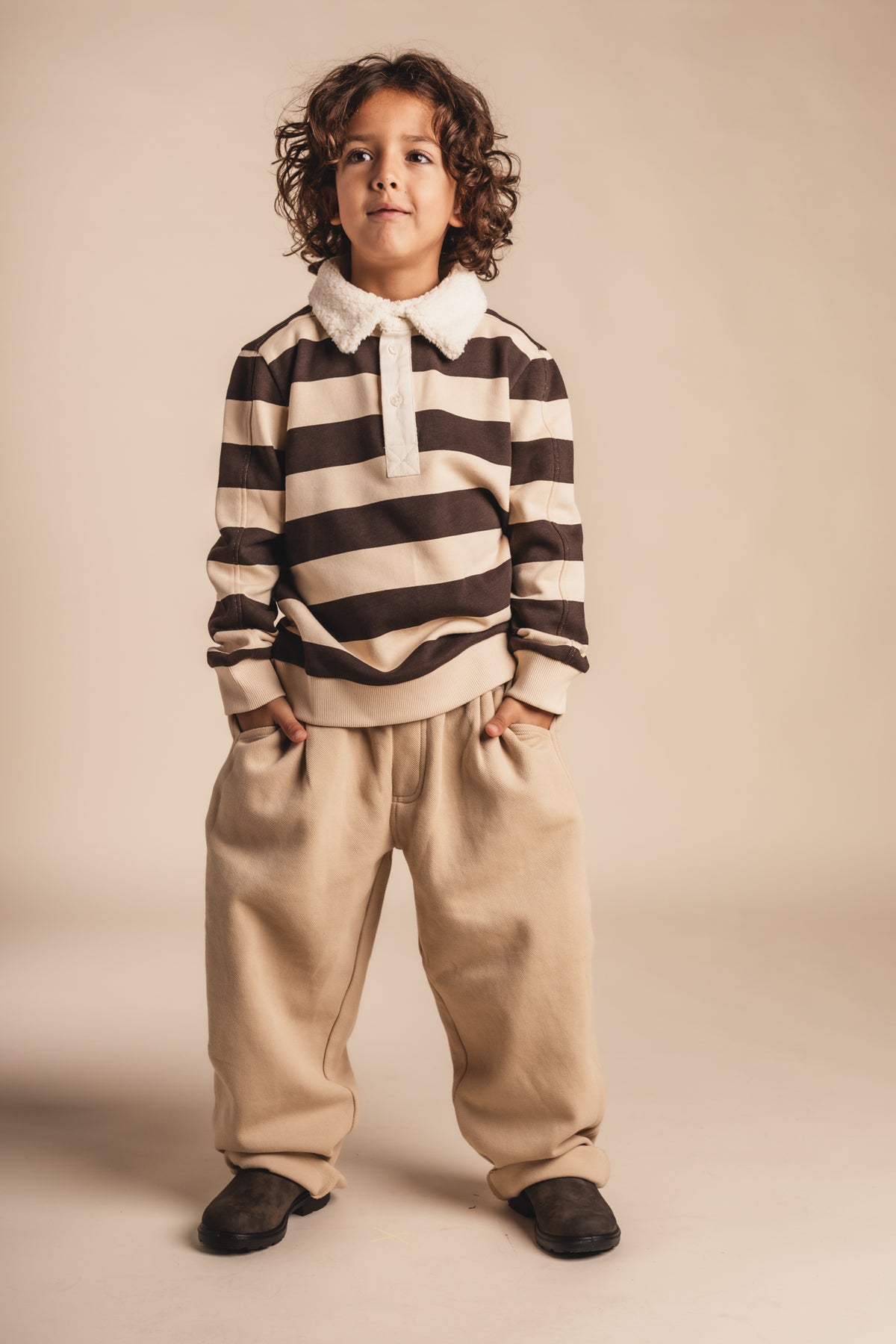 Baje Studio - polo sweater Nox - beige stripe