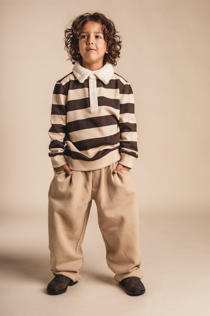 Baje Studio - polo sweater Nox - beige stripe