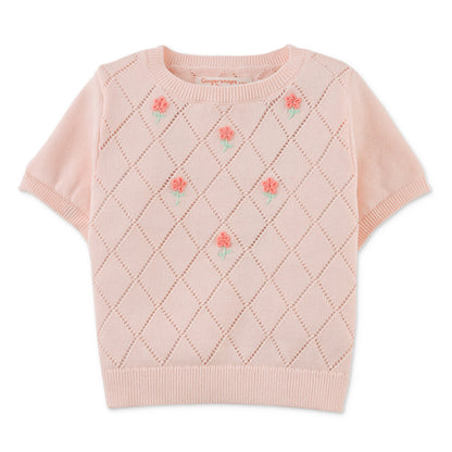 Knitted flower top Olena - peach