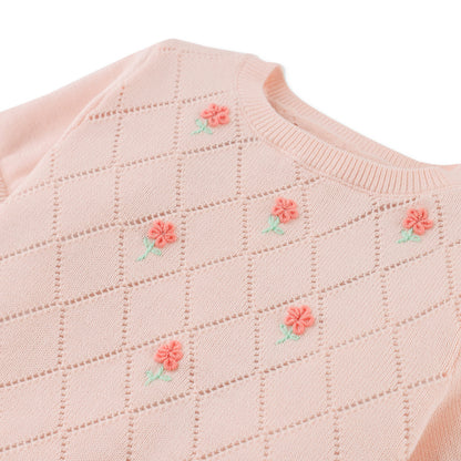 Knitted flower top Olena - peach