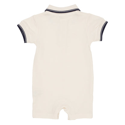 Pique polo romper - cream