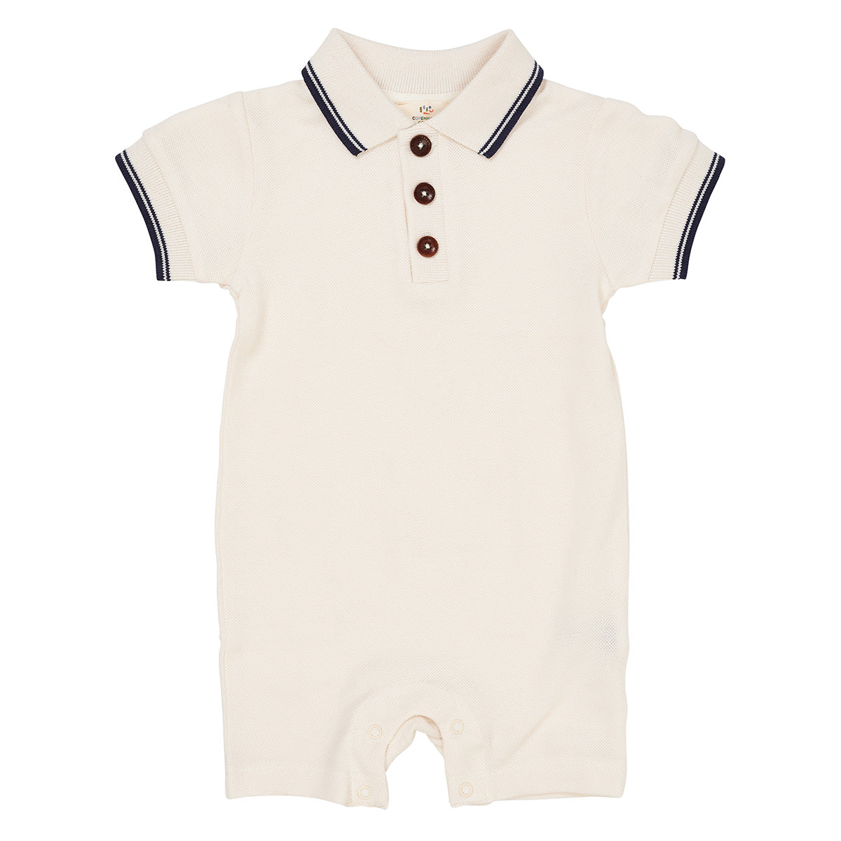 Pique polo romper - cream