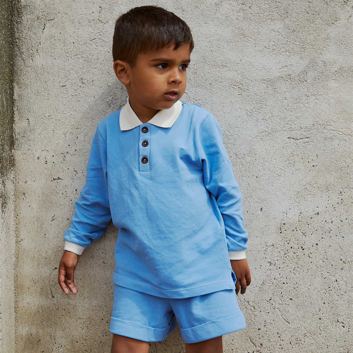 Pique shorts with fold up - sky blue