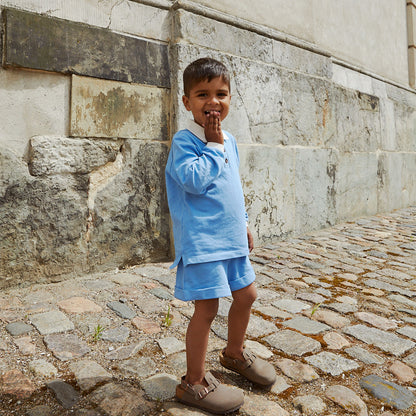 Pique shorts with fold up - sky blue