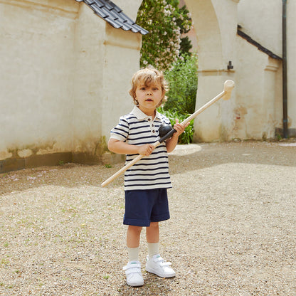 Pique stripe polo shirt - navy stripe