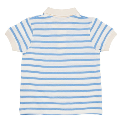 Pique stripe polo shirt - sky blue stripe