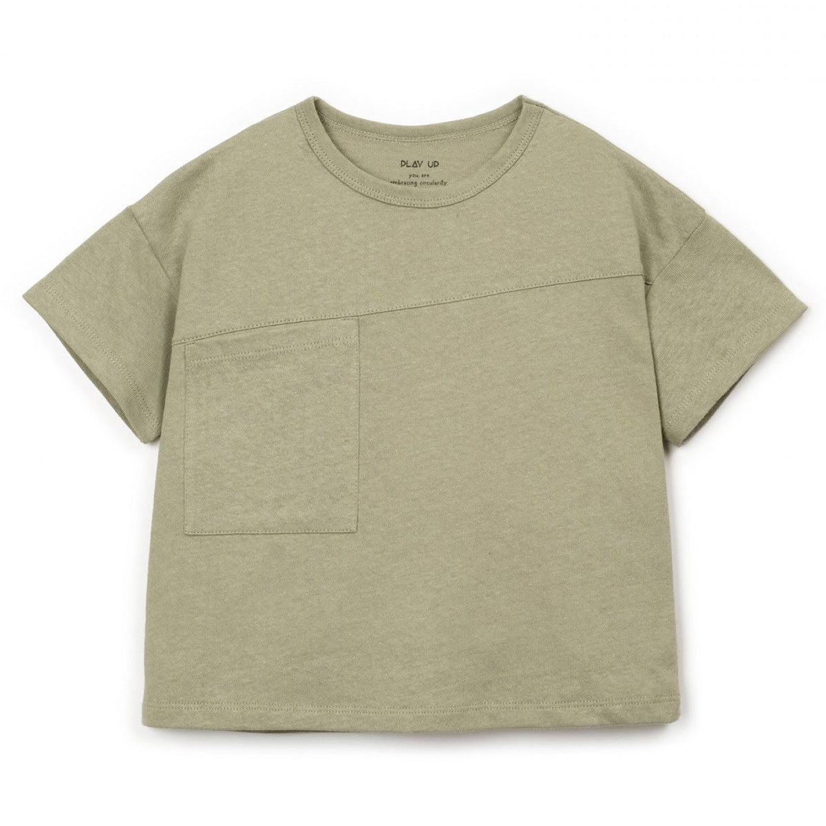 Play Up - T-shirt with front pocket - khaki green