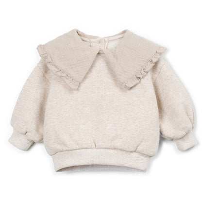 Play Up - sweater with contrast fabric collar - sketches beige