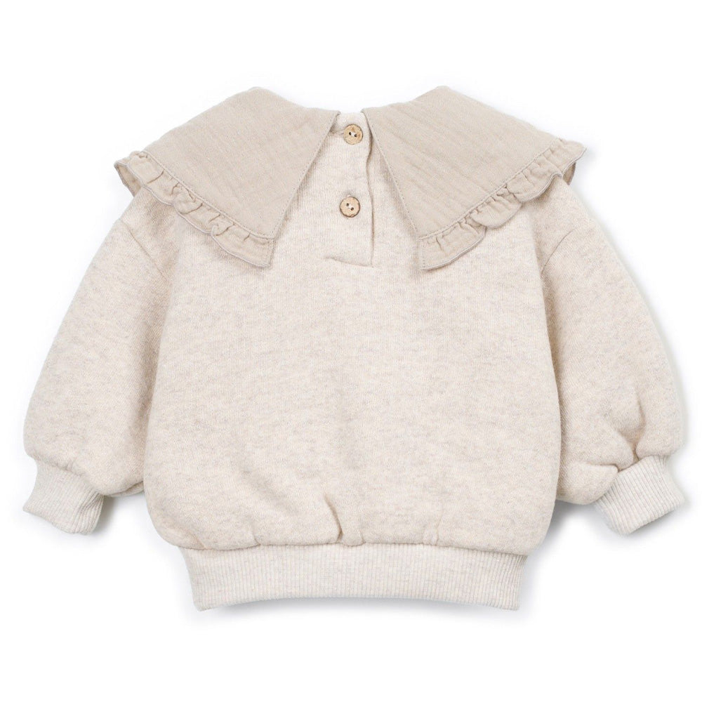 Play Up - sweater with contrast fabric collar - sketches beige