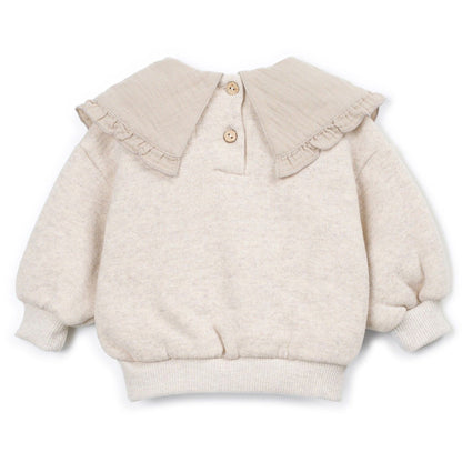 Play Up - sweater with contrast fabric collar - sketches beige