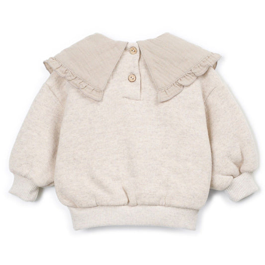 Play Up - sweater with contrast fabric collar - sketches beige