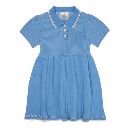 Polo knitted dress - sky blue