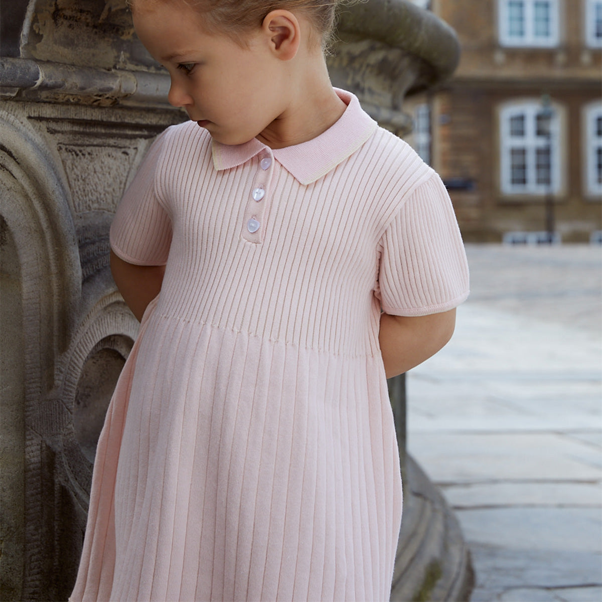 Polo knitted dress - ballerina pink