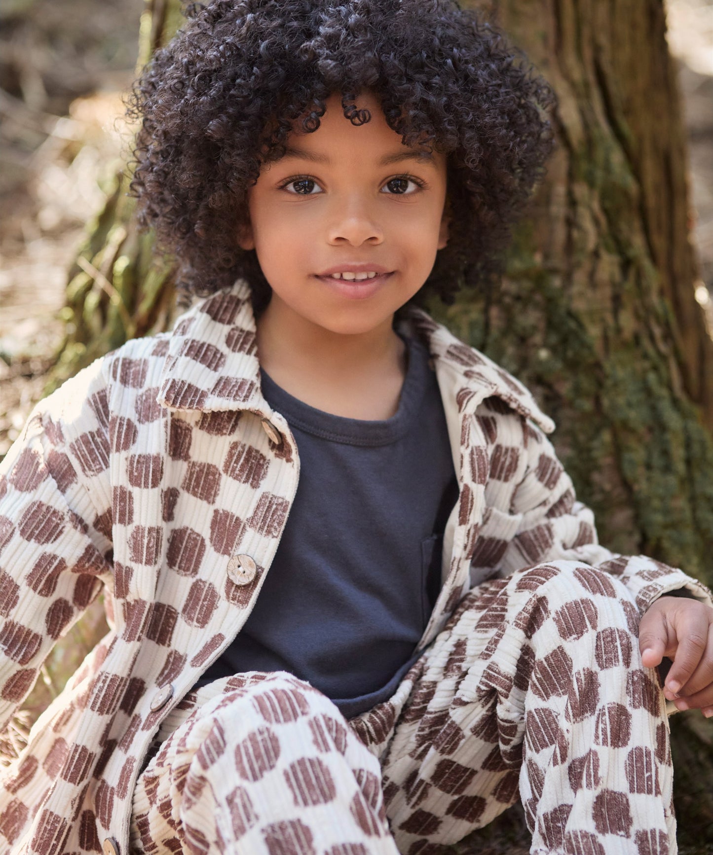 Play Up - corduroy blouse print - brown square