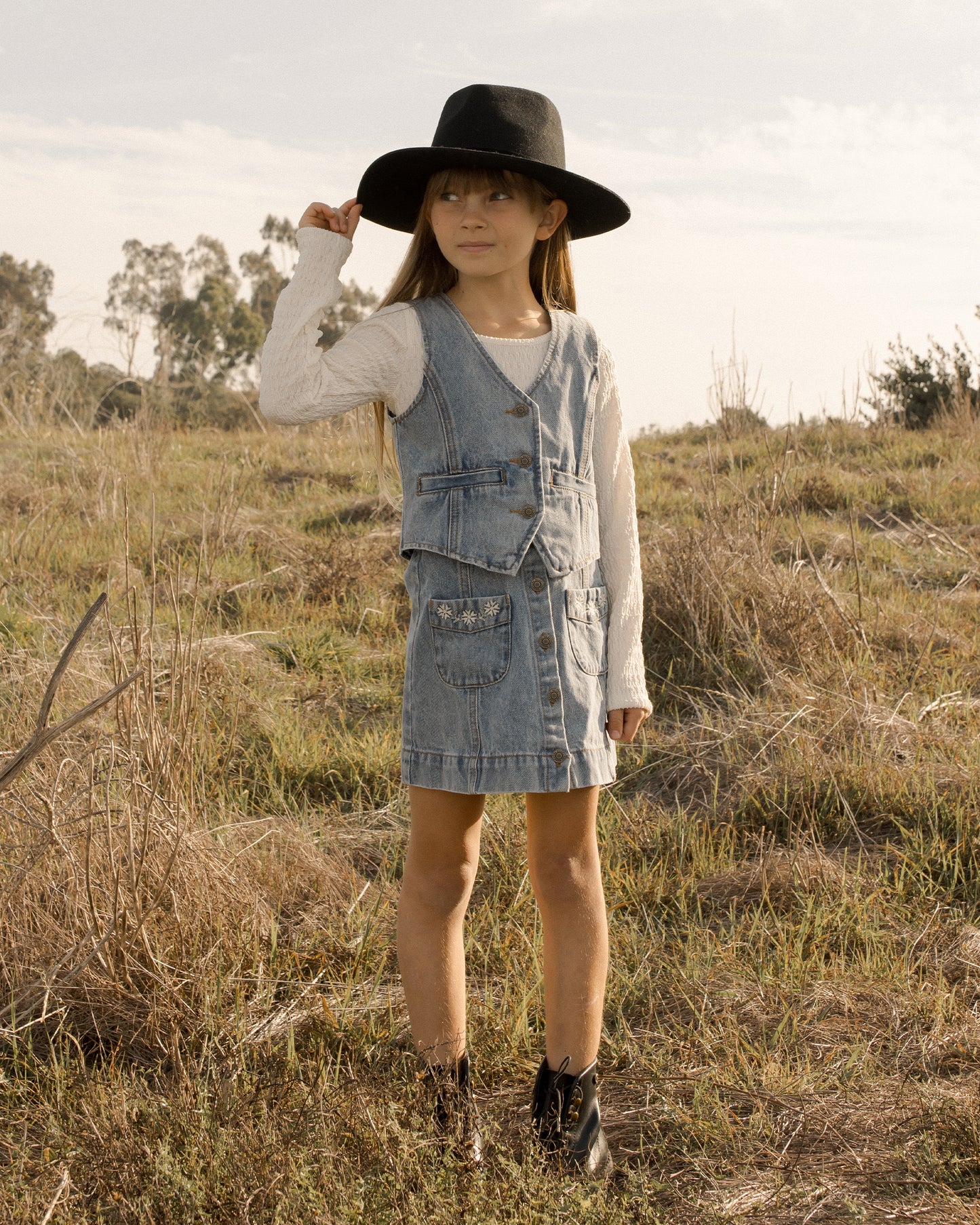 Denim skirt Denver ~ light washed blue