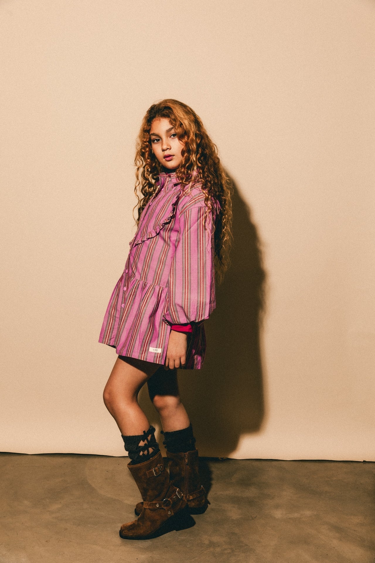 Labo - heart dress Rainbow - pink moon stripe