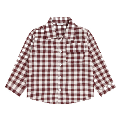 Hust & Claire - gingham square blouse Ravn - red chocolate