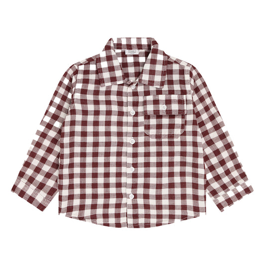 Hust & Claire - gingham square blouse Ravn - red chocolate