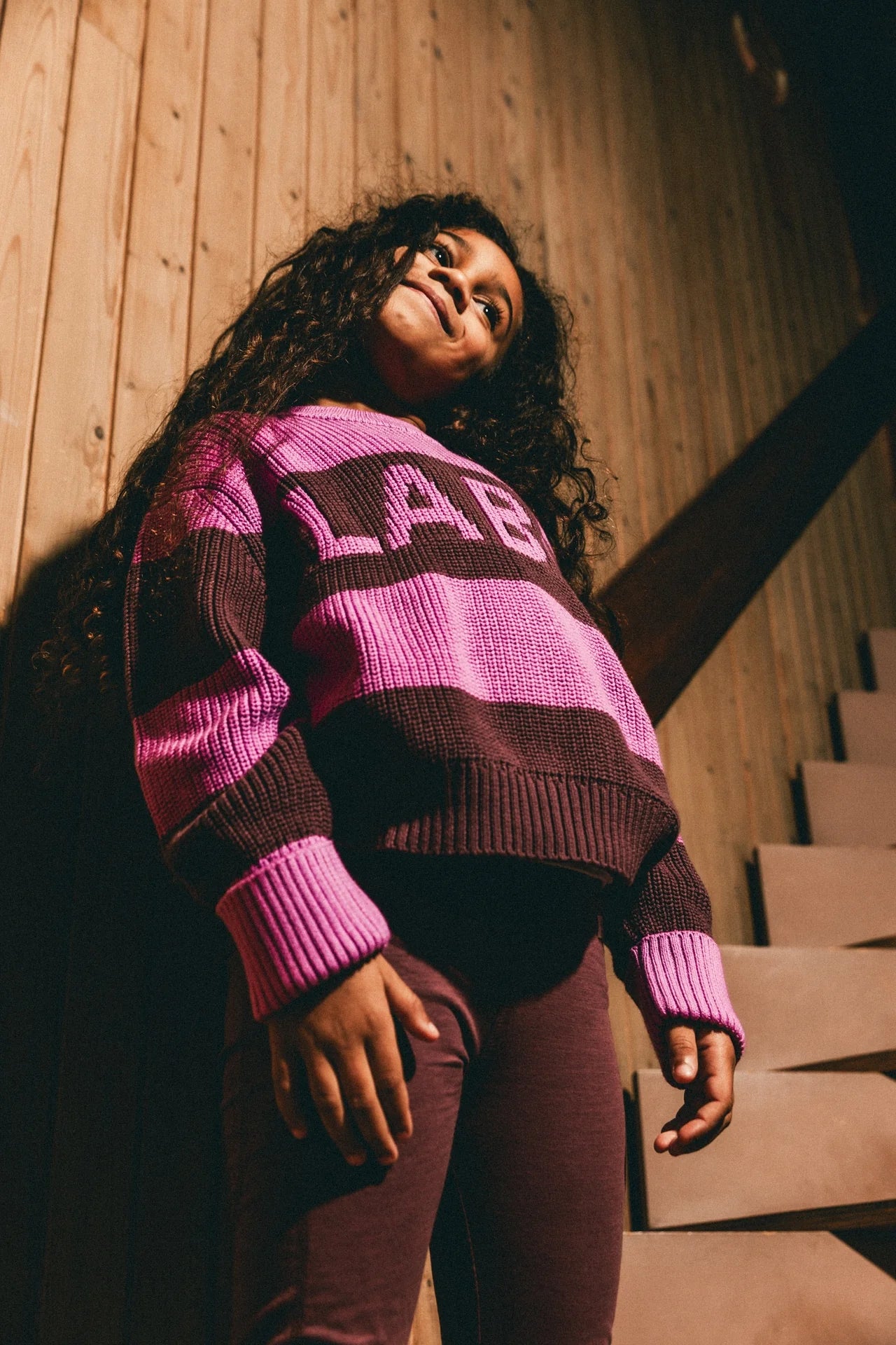 Labo - knitted sweater Rhone - pink stripe