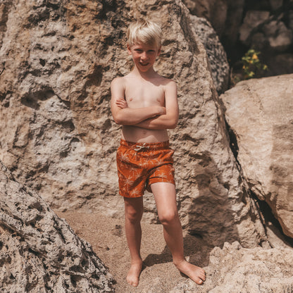 Salted Stories - swim shorts Palms - bombay brown