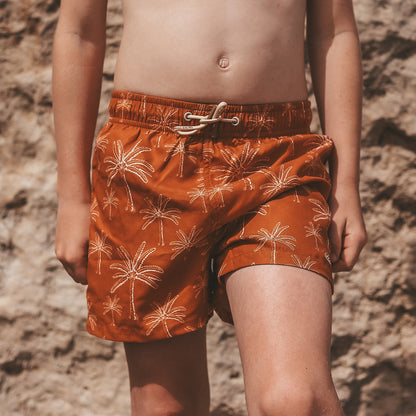 Salted Stories - swim shorts Palms - bombay brown