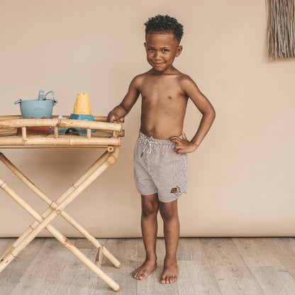 Salted Stories - seersucker swim shorts - bombay brown