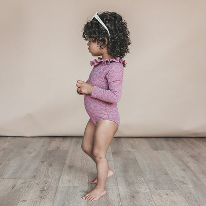 Salted Stories - broderie longsleeve swimsuit - dusky orchid