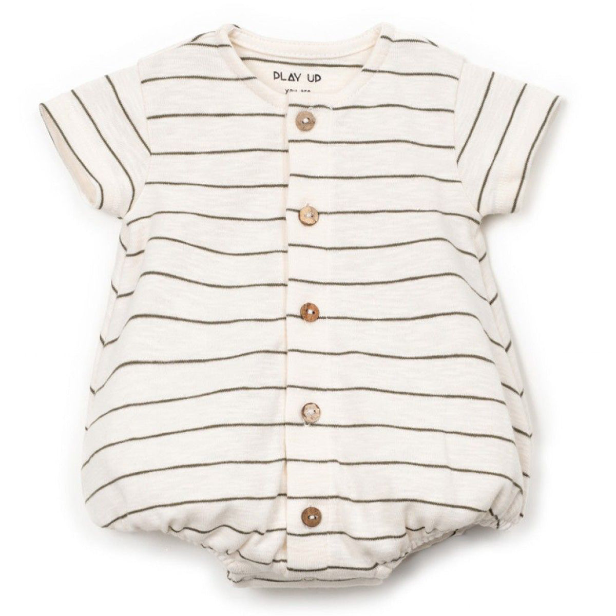 Play Up - striped flamé bodysuit - ecru/green