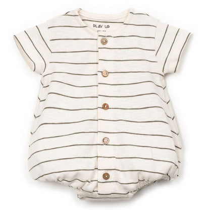 Play Up - striped flamé bodysuit - ecru/green