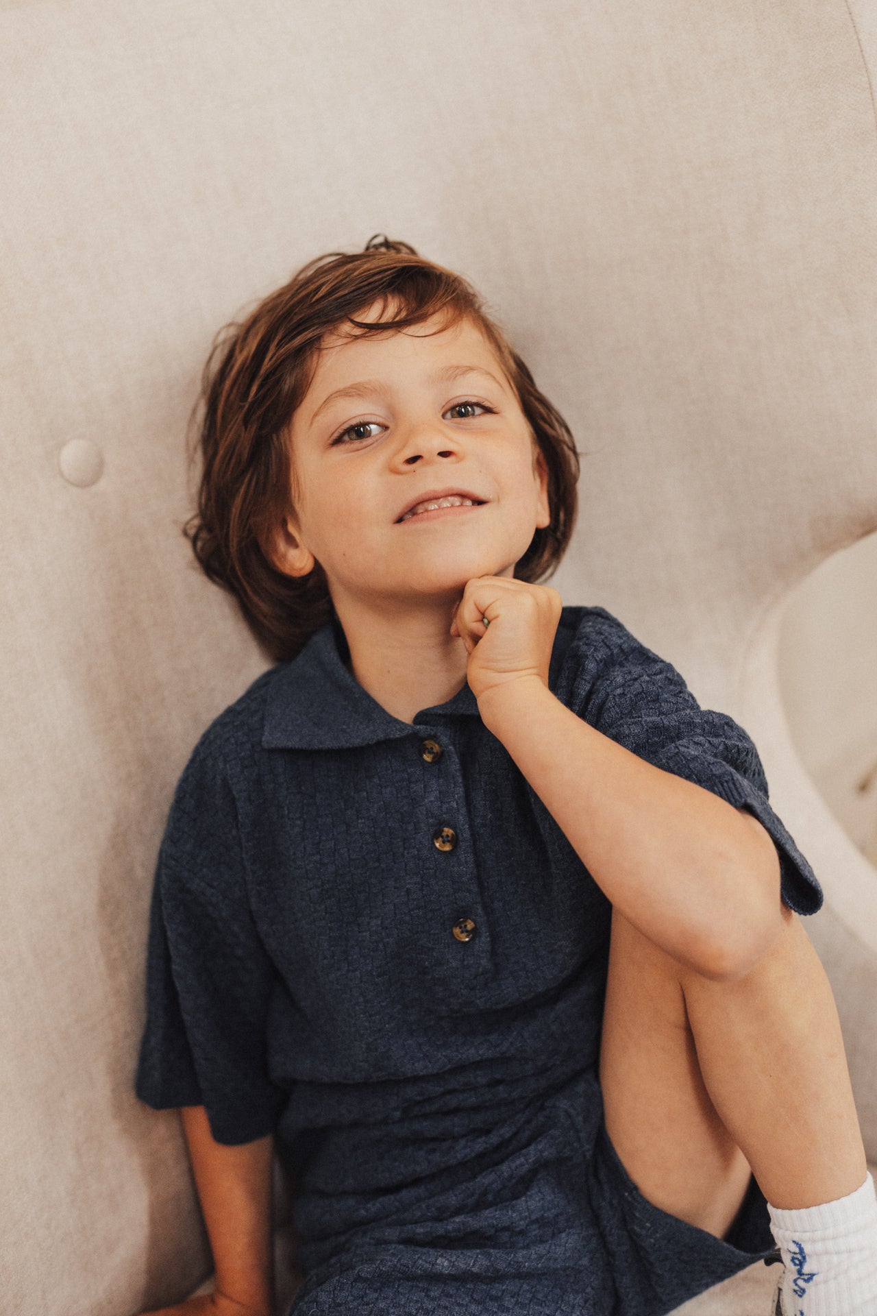 Baje Studio - knitted polo Milo - blue dark