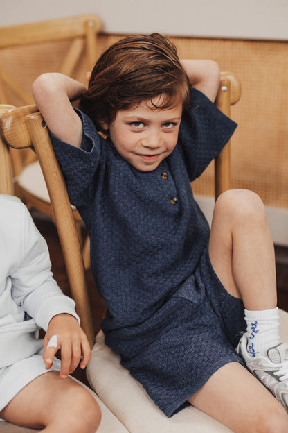 Baje Studio - knit shorts Mozi - blue dark