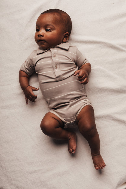 Striped bodysuit Meco - taupe clay