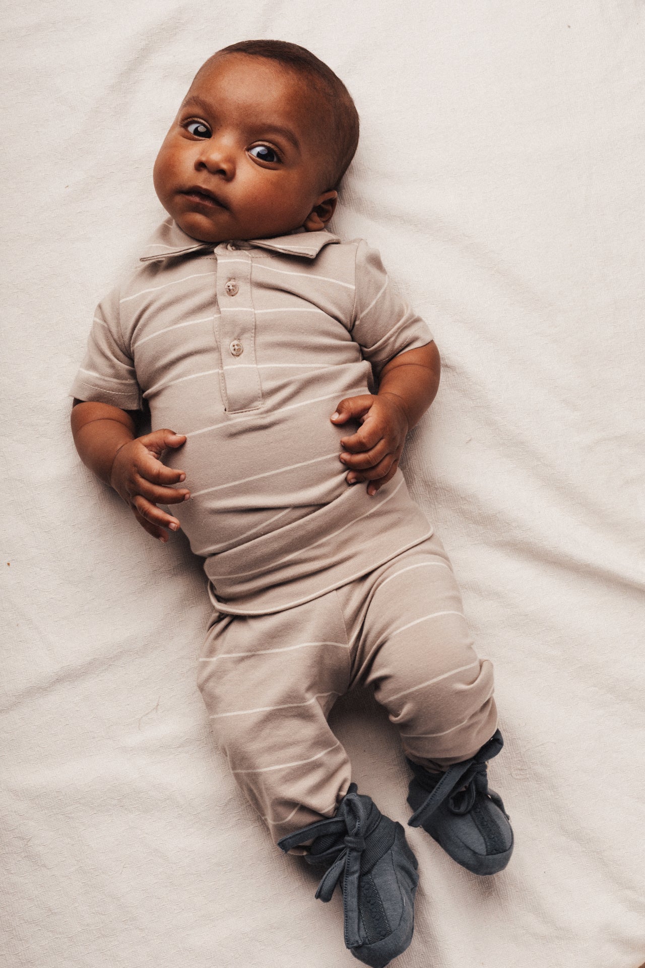 Striped bodysuit Meco - taupe clay